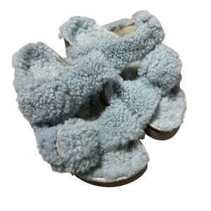 Papillio by Birkenstock Arizona Buckle Shearling Slide Sandals Blue